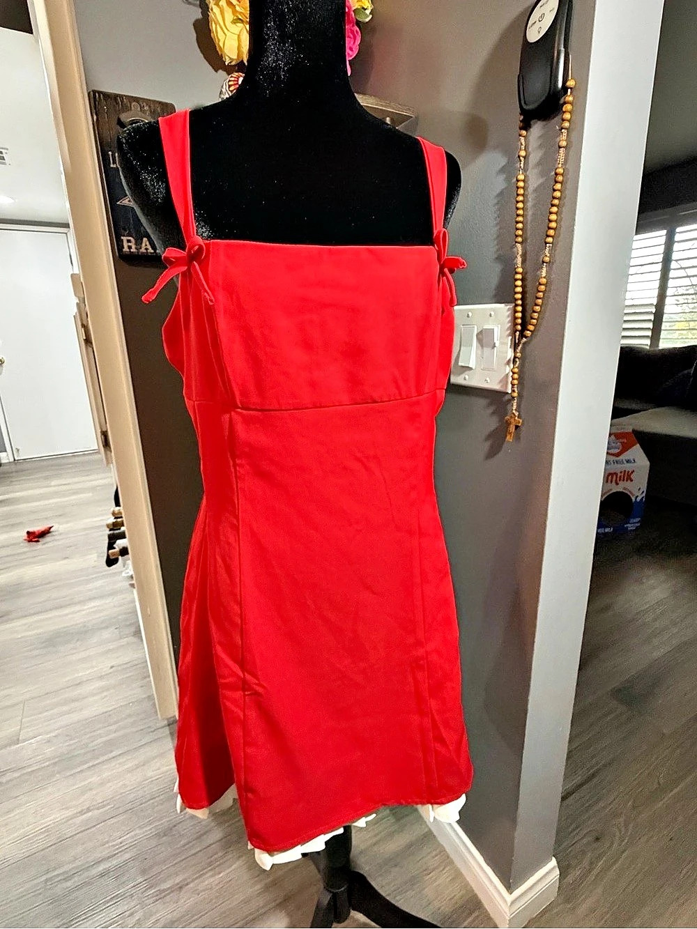 Fashion Nova D7556 Mini Dress in Red & White Size Large NWT